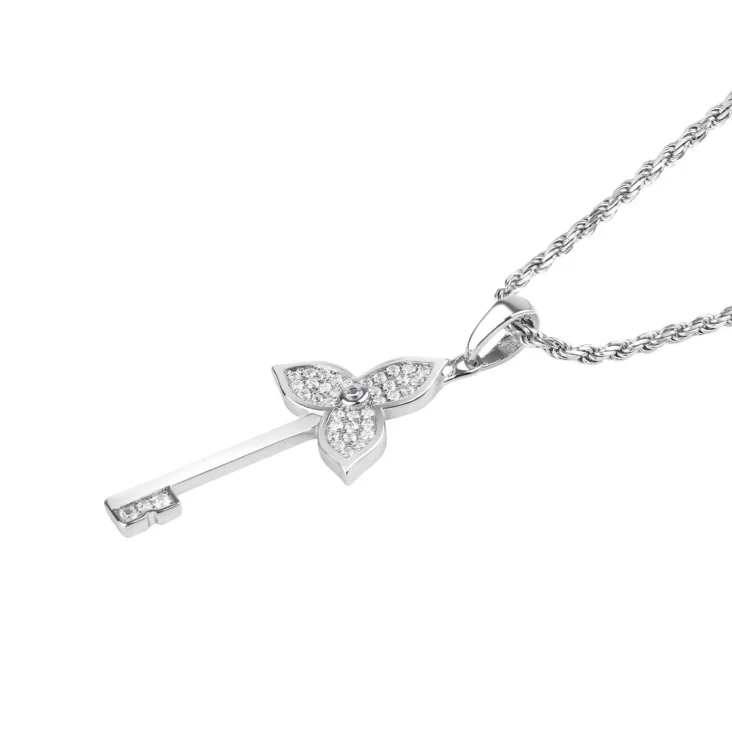 Pendentif Key Flower Excellence Argent 925 Rh 2