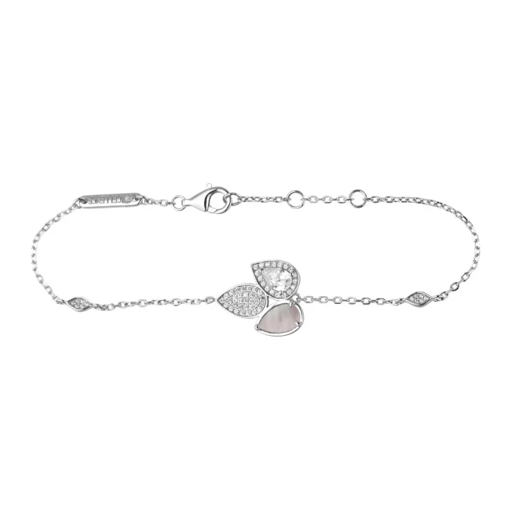 Gourmette Tulipe Excellence Argent 925 Rh & MOP