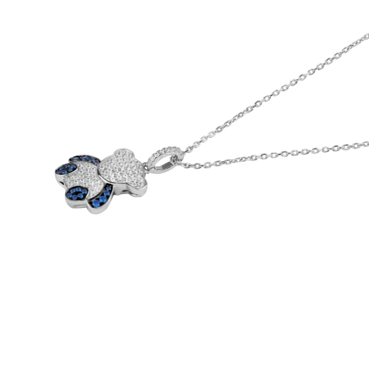 Pendentif nounours Excellence Argent 925 Rh & BL 2
