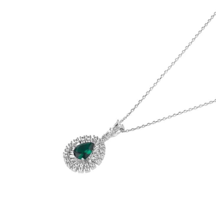 Pendentif poire Excellence Argent 925 Rh & EMR 2