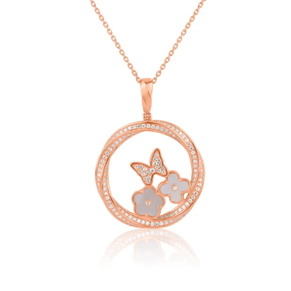 Pendentif twist Excellence Argent 925 R.Gold & MOP