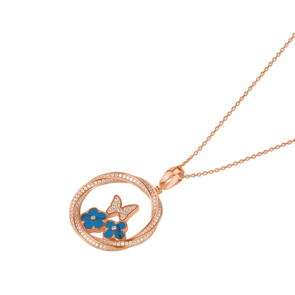 Pendentif twist Excellence Argent 925 R.Gold & TRQ