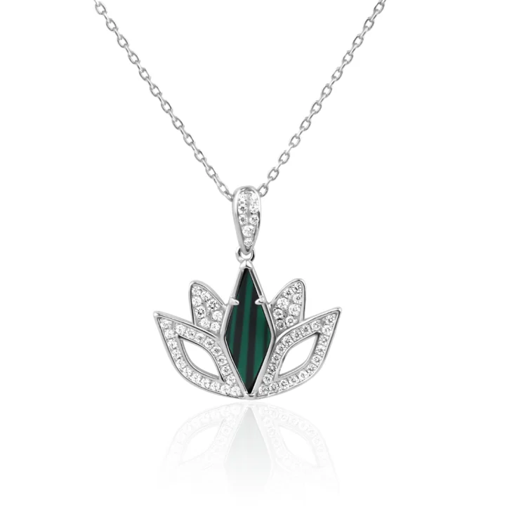 Pendentif Tulipe Excellence Argent 925 Rh & MLK