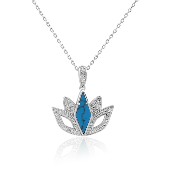 Pendentif Tulipe Excellence Argent 925 Rh & TRQ