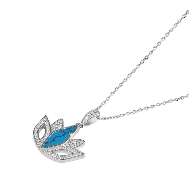 Pendentif Tulipe Excellence Argent 925 Rh & TRQ 2