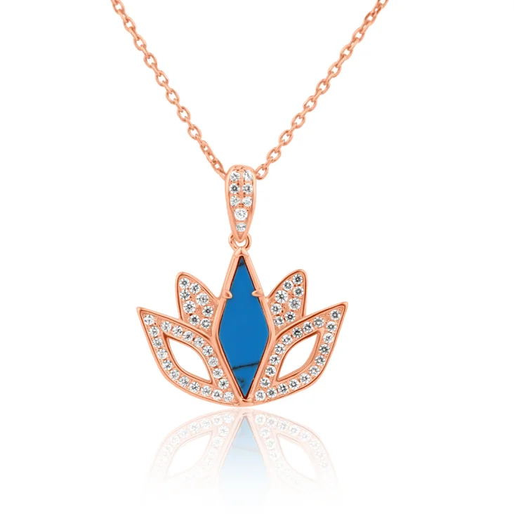 Pendentif Tulipe Excellence Argent 925 R.Gold & TRQ