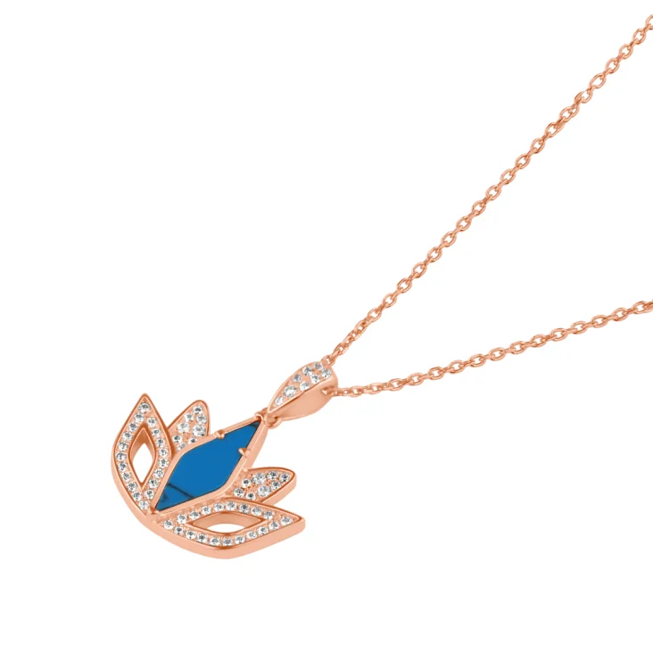 Pendentif Tulipe Excellence Argent 925 R.Gold & TRQ 2