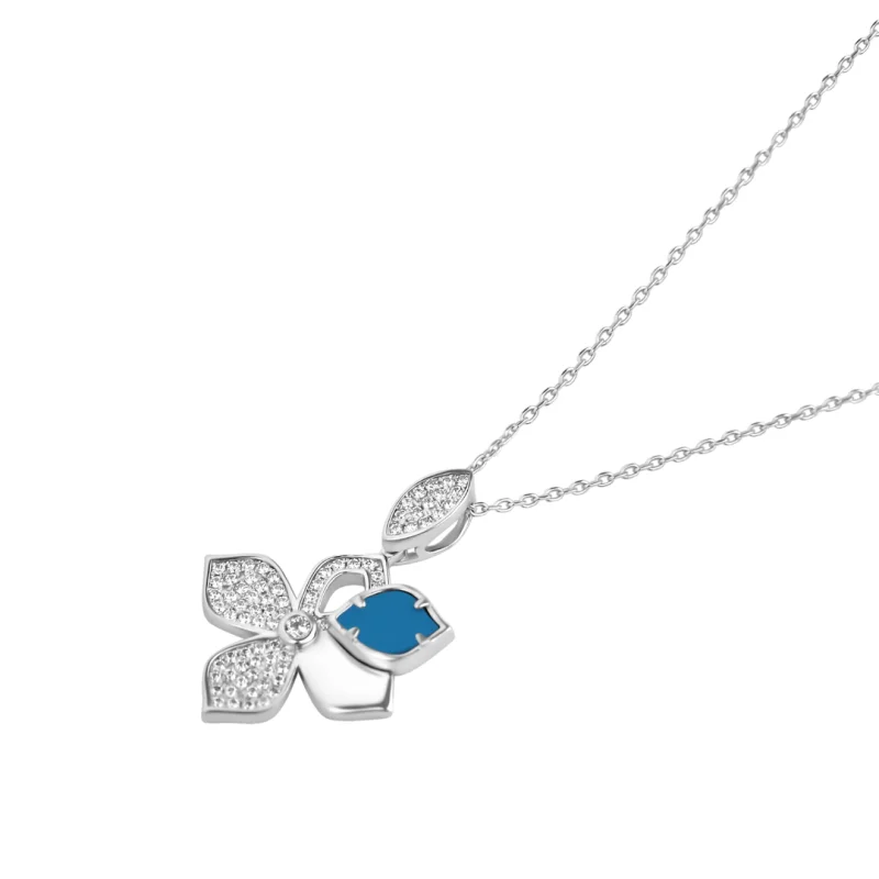 Pendentif Trèfle Excellence Argent 925 Rh & TRQ