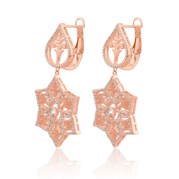 Boucles d'oreilles en Argent 925 R.Gold serties de zirconiums