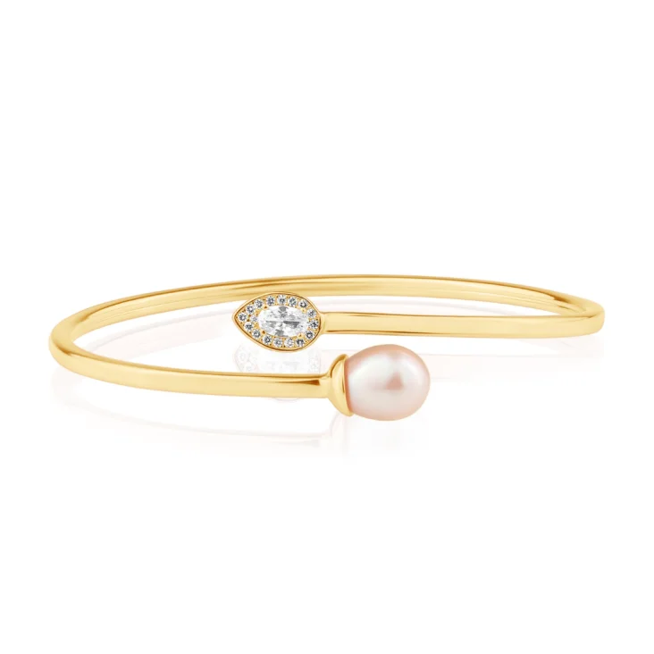 Bracelet jonc toi & moi Excellence Plaqué Or 18K 3Mic & FWP