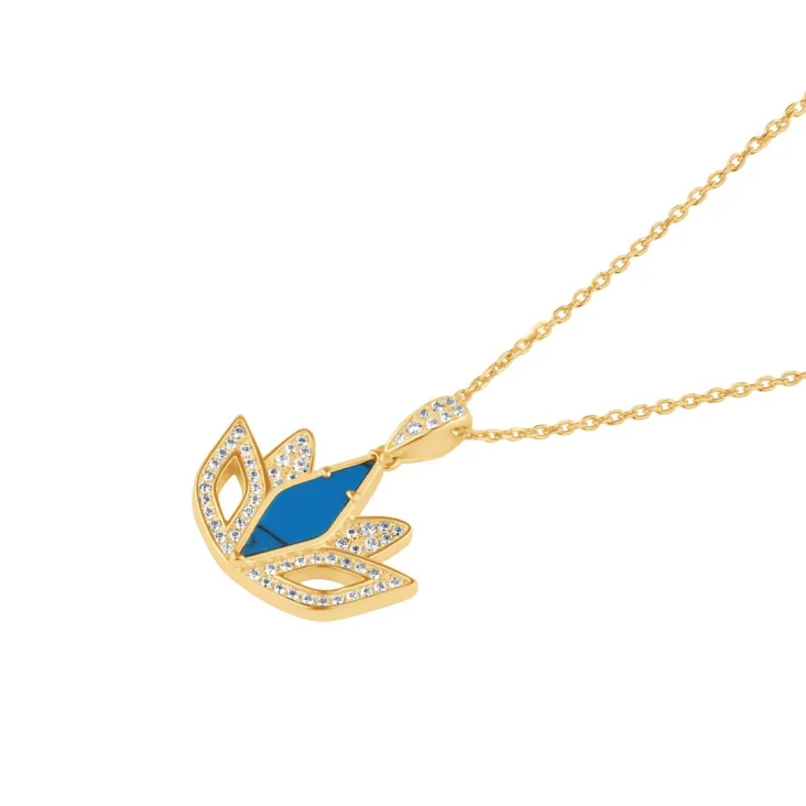 Pendentif Tulipe Excellence Plaqué Or 18K 3Mic & TRQ 2
