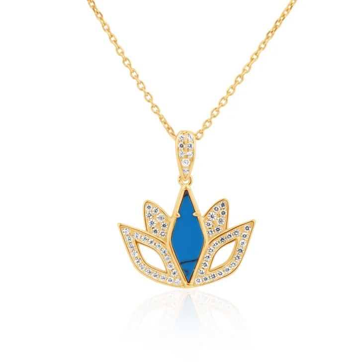Pendentif Tulipe Excellence Plaqué Or 18K 3Mic & TRQ