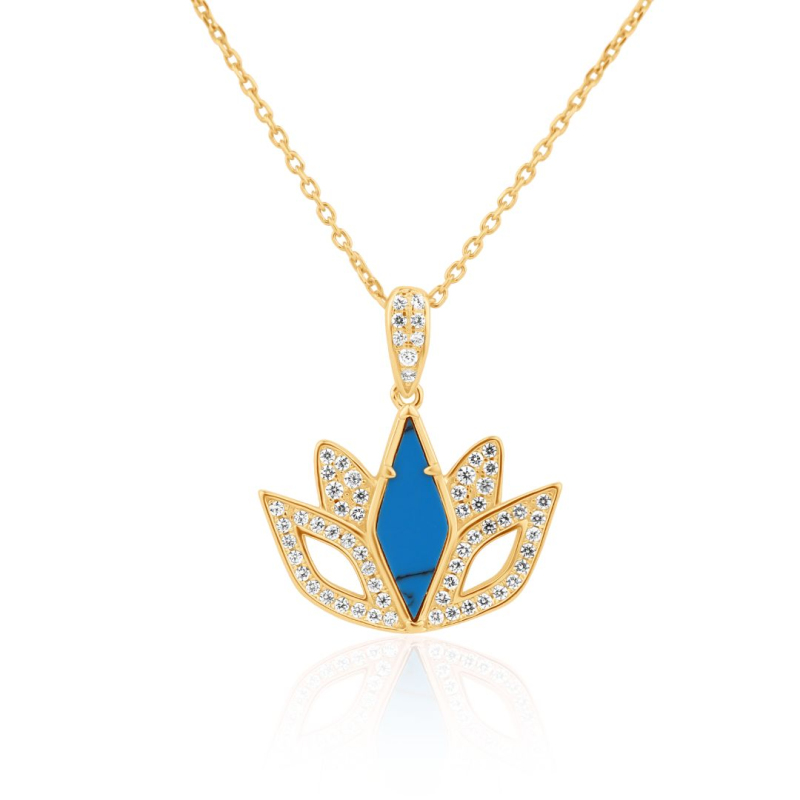 Pendentif Tulipe Excellence Plaqué Or 18K 3Mic & TRQ