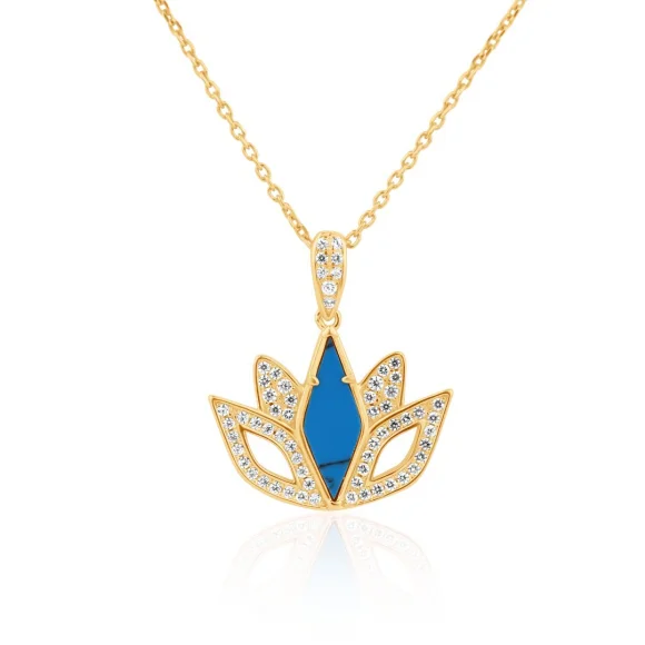 Pendentif Tulipe Excellence Plaqué Or 18K 3Mic & TRQ