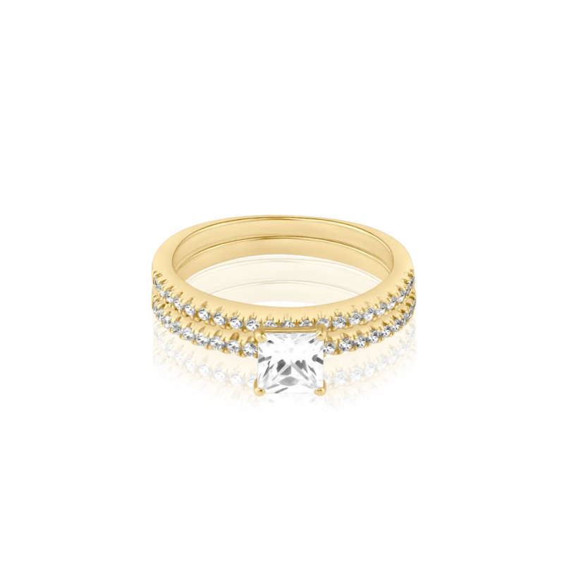 Solitaire & Alliance Excellence Plaqué Or 18K 3Mic