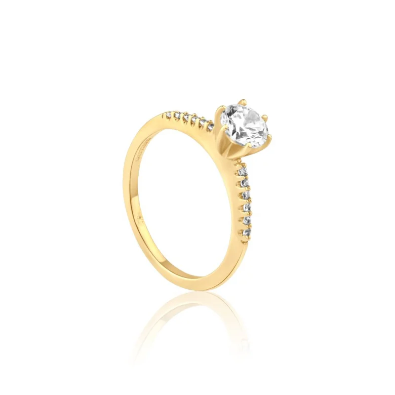 Solitaire Excellence Plaqué Or 18K 3Mic