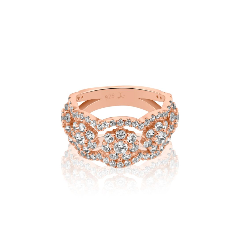 Bague 3 Marguerittes Excellence Argent 925 R.Gold