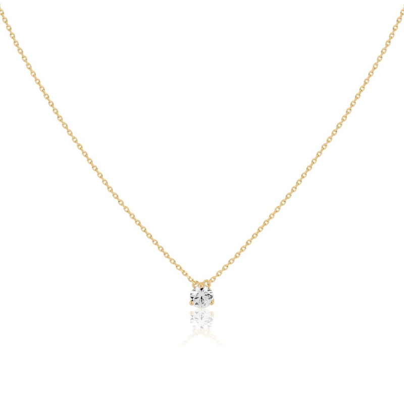 Collier solitaire Excellence Plaqué Or 18k 3Mic