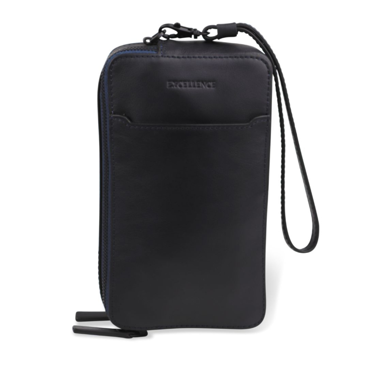 Pochette Excellence cuir véritable Italie bleu