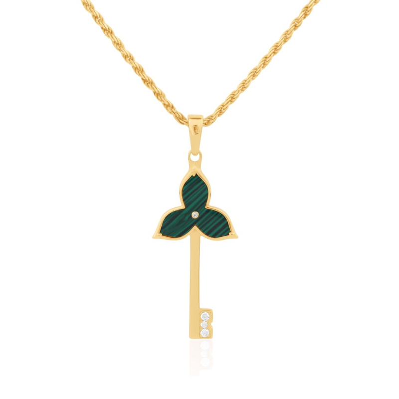 Pendentif Key Flower Excellence Plaqué Or 18K 3Mic & MLK