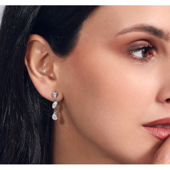 Boucles Excellence Argent 925 rhodié en gris serties de zirconiums