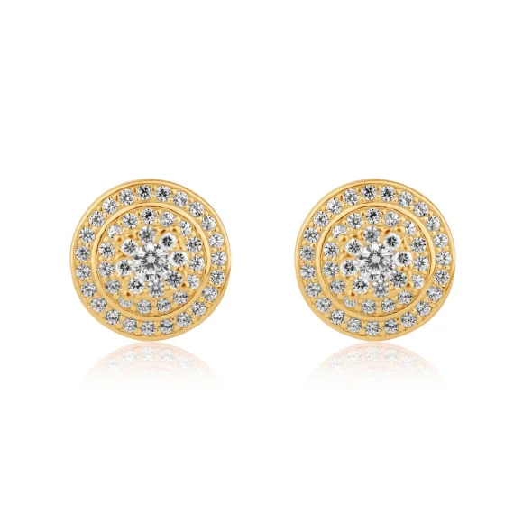 Puces d'oreilles marguerite Excellence Plaqué Or 18K 3Mic