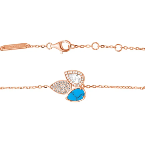 Gourmette Tulipe Excellence Argent 925 R.Gold & TRQ