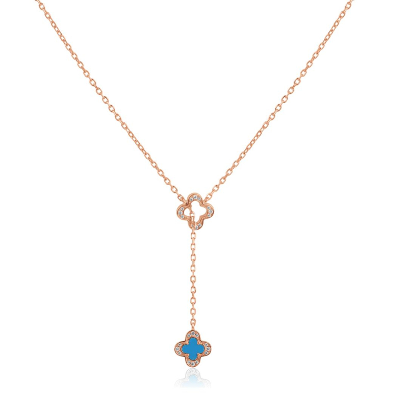 Collier trèfle Excellence Argent 925 R.Gold & TRQ
