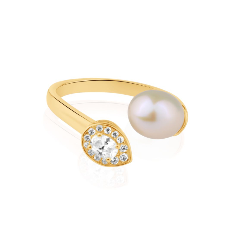 Bague toi & moi Excellence Plaqué Or 18K 3Mic & FWP