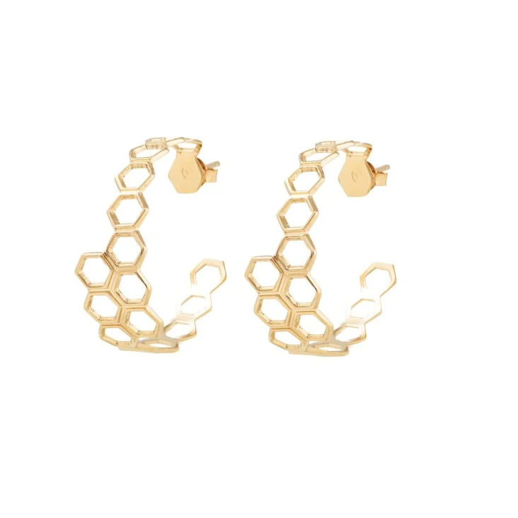 Creole Ruche d'abeille Excellence Plaqué Or 18K 3Mic