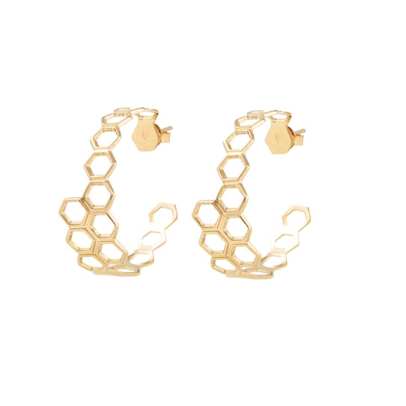 Creole Ruche d'abeille Excellence Plaqué Or 18K 3Mic