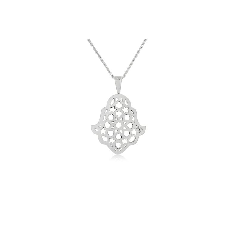 Pendentif Khmissa réversible Excellence Or gris 750/1000 & Diamants
