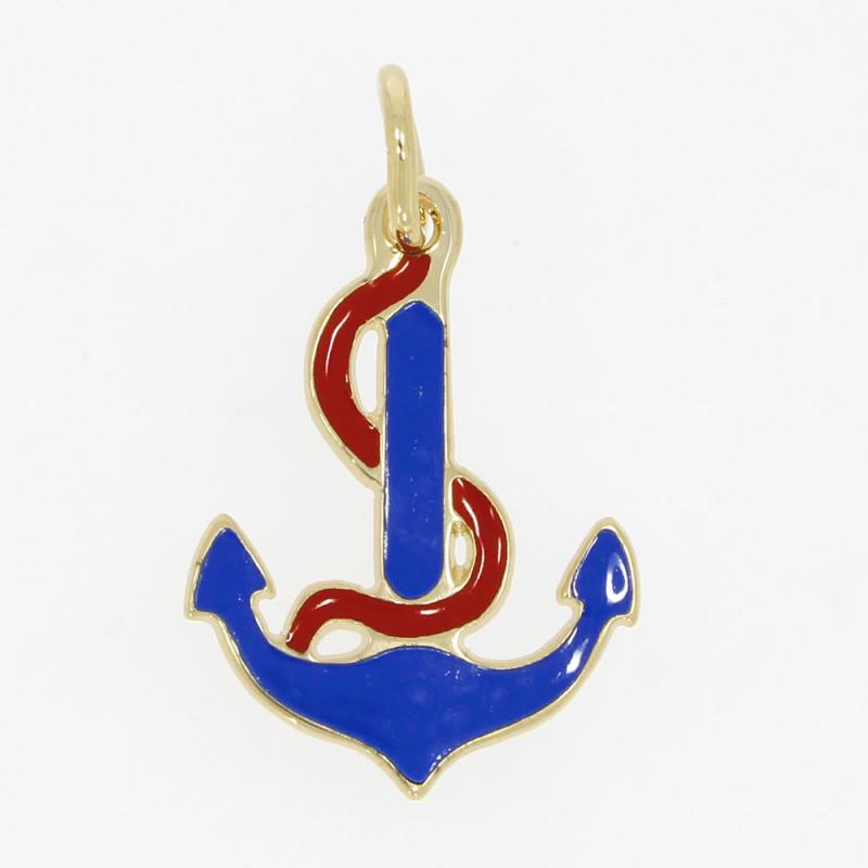 Pendentif Excellence Ancre en plaqué or 18K & émail