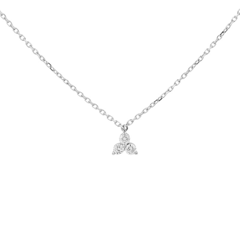 Collier trèfle Excellence Or gris 750/1000 & Diamants