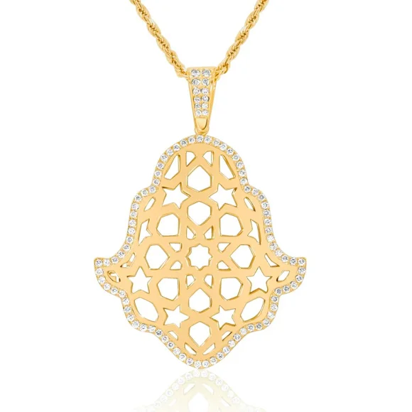 Pendentif Khmissa réversible Excellence Or jaune 750/1000 & Diamants