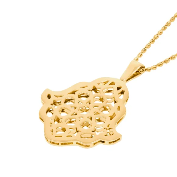 Pendentif Khmissa réversible Excellence Or jaune 750/1000 & Diamants
