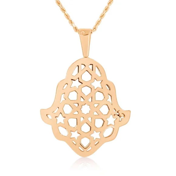 Pendentif Khmissa réversible Excellence Or rose 750/1000 & Diamants