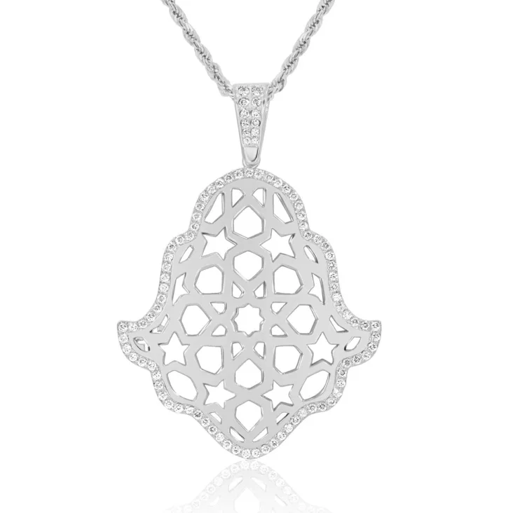 Pendentif Khmissa réversible Excellence Or gris 750/1000...