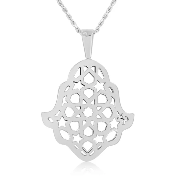 Pendentif Khmissa réversible Excellence Or gris 750/1000... 2