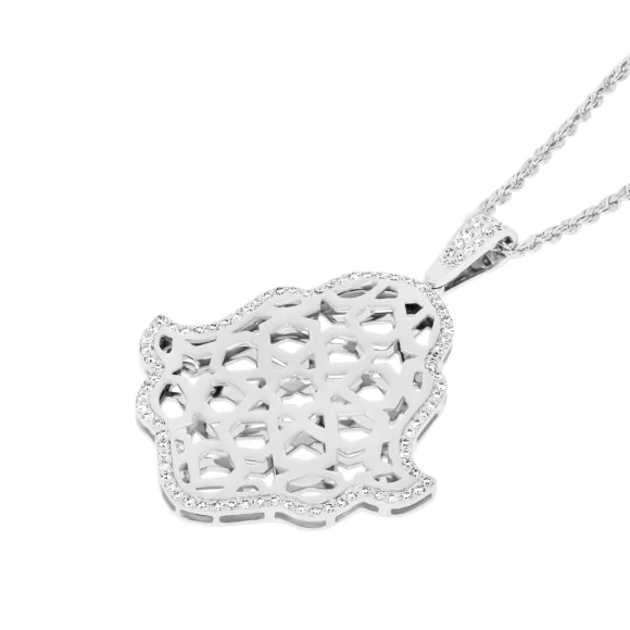 Pendentif Khmissa réversible Excellence Or gris 750/1000 & Diamants
