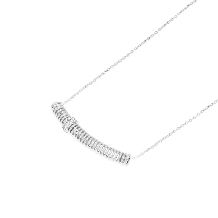 Collier tube spirale Excellence Or gris 750/1000 & Diamants 2
