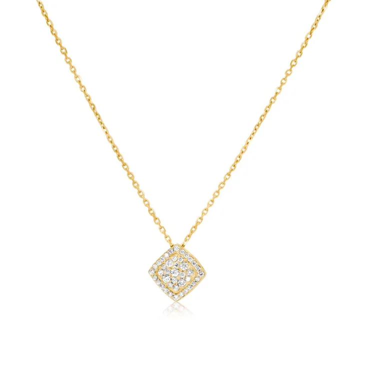Collier pendentif carré Excellence Or jaune 750/1000 &...