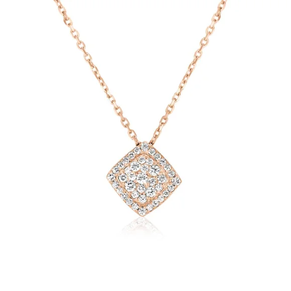 Collier pendentif carré Excellence Or rose 750/1000 & Diamants