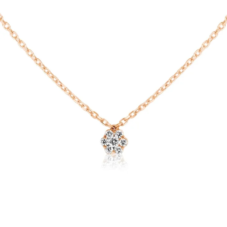 Collier marguerite Excellence Or rose 750/1000 & Diamants 2