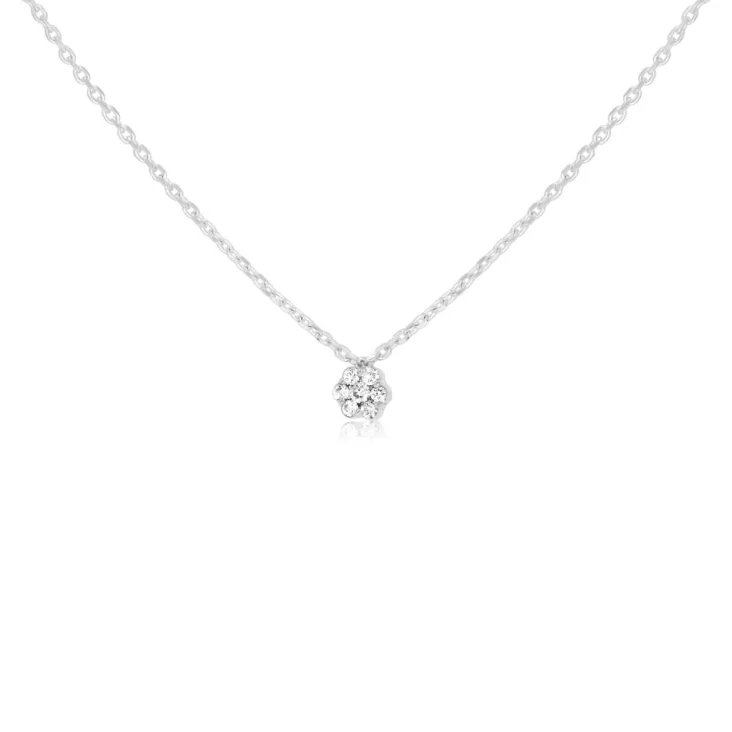Collier marguerite Excellence Or gris 750/1000 & Diamants