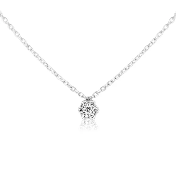 Collier marguerite Excellence Or gris 750/1000 & Diamants