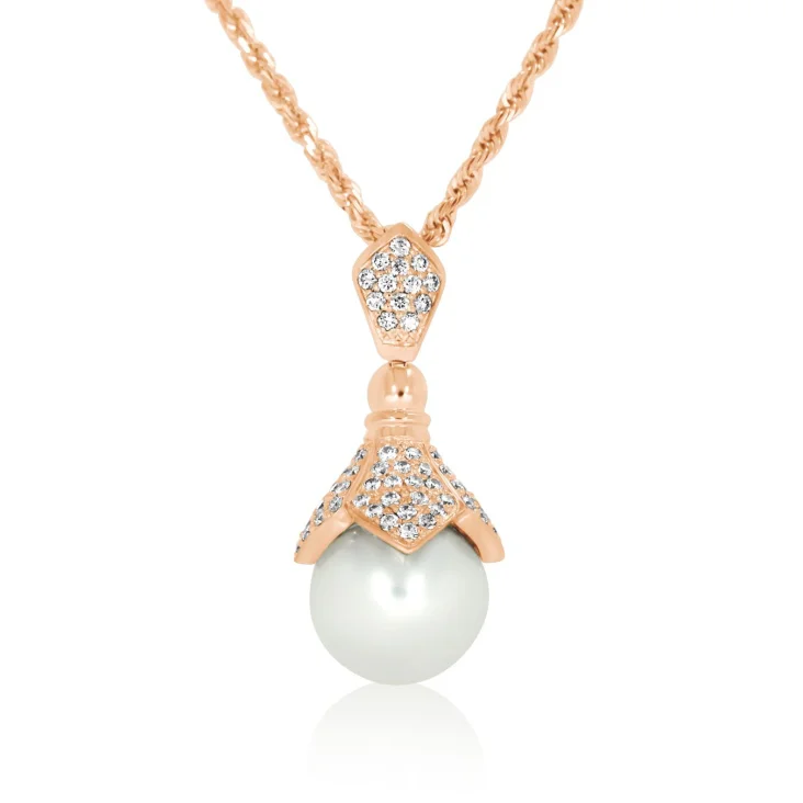 Pendentif Flower Excellence Or rose 750/1000, FWP & Diamants