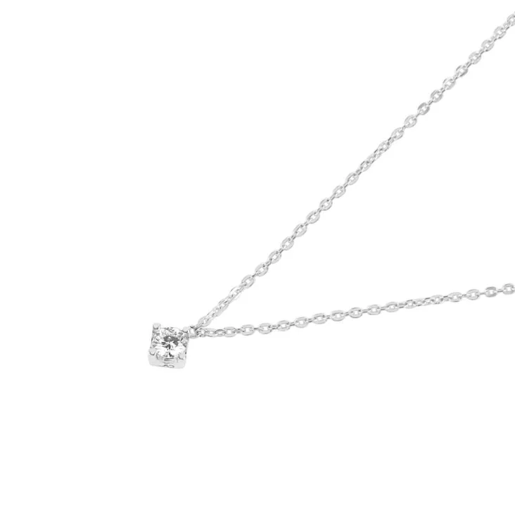 Collier solitaire Excellence Or gris 750/1000 & Diamants 2