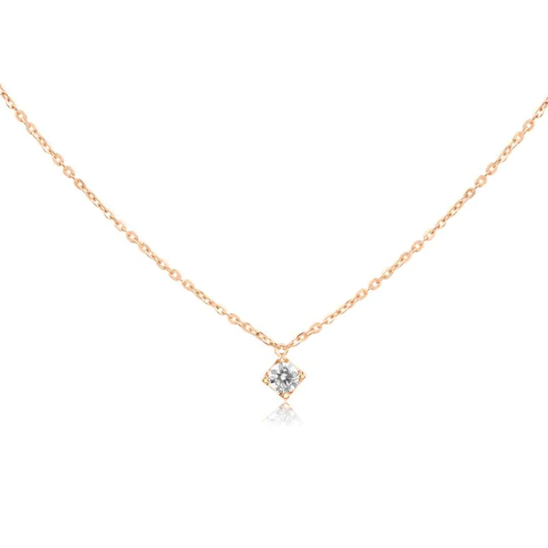 Collier solitaire Excellence Or rose... Collier solitaire Excellence Or rose...