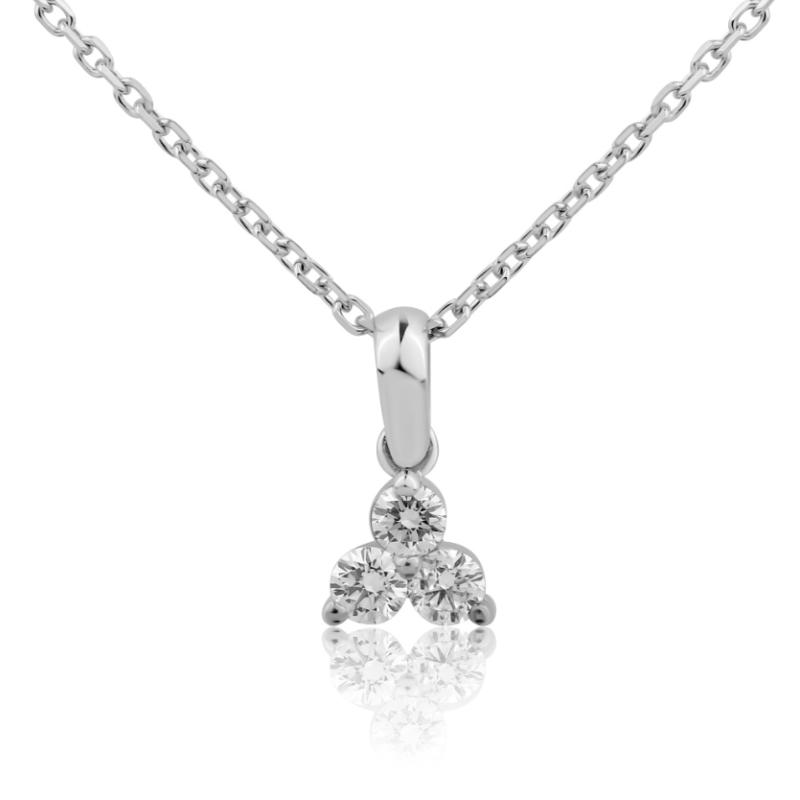 Pendentif trèfle Excellence Or gris 750/1000 & Diamants